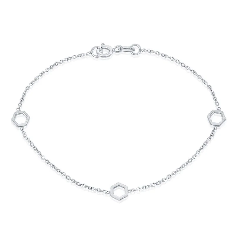 ladies bracelets zales-Classic Women's Bracelet - Sterling Silver Open Hexagon | S-4968