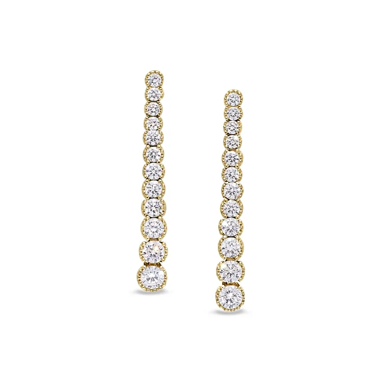 Ladies earrings family charm -Gold Finish Sterling Silver Micropave Drop Earrings with Simulated Diamonds