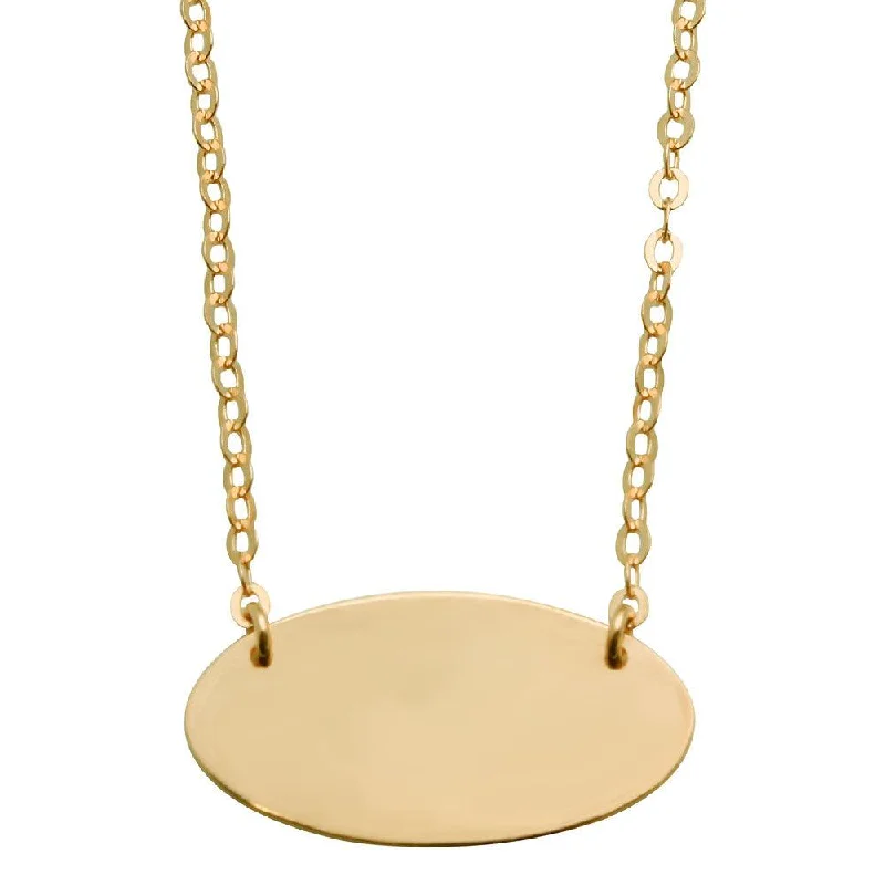 ladies necklaces estate-Gold Plated 925 Sterling Silver Medium Oval Disc Necklace - DIN00032GP