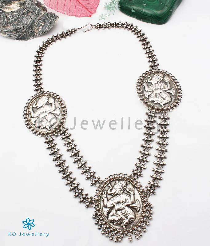 ladies necklaces glamorous-The Eeshan Antique Silver Ganesha Necklace