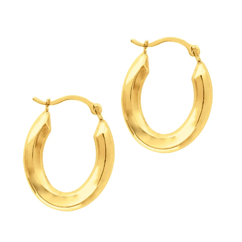 Ladies earrings celebrity style -14K Gold Polished Oval Back to Back Hoop Earring