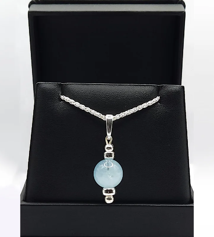 ladies necklaces platinum-AQUAMARINE- PENDANT/NECKLACE