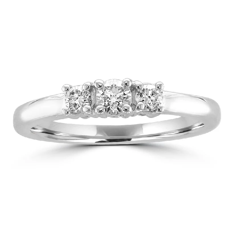 Ladies rings bold statement -14KT White Gold 1/4 CTW Diamond 3 Stone Ring