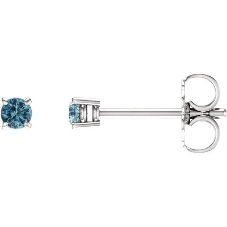 Ladies earrings zodiac sign -14K White 2.5 mm Natural Sky Blue Topaz Stud Earrings