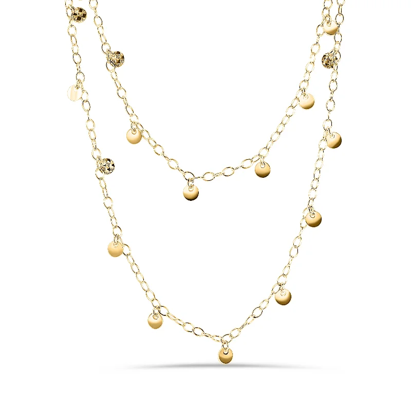 ladies necklaces bold design-Gold Plated 925 Sterling Silver Confetti Disc Necklace - DIN00097GP