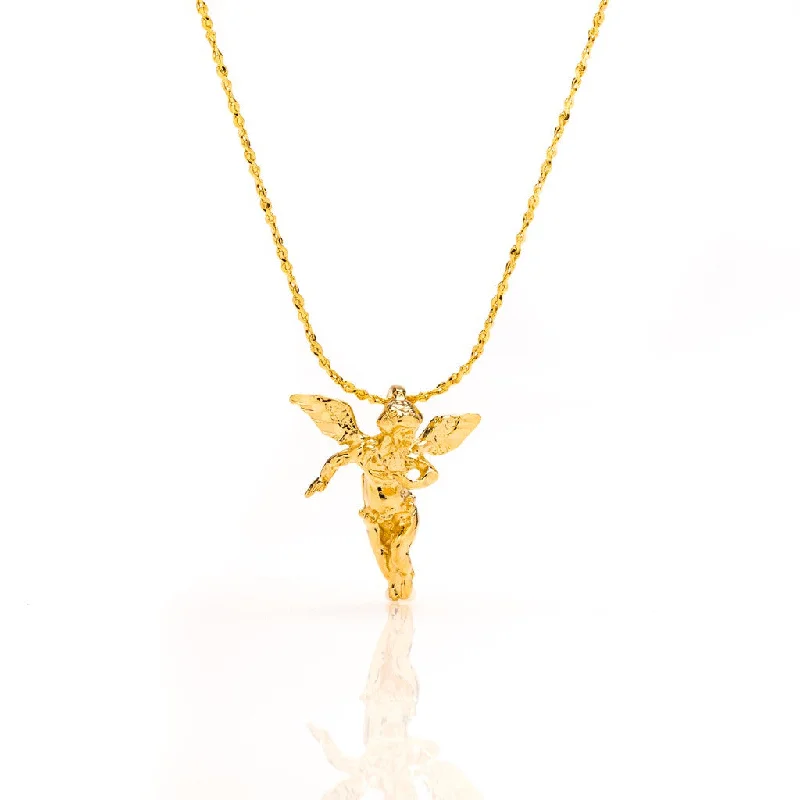 ladies necklaces upcycled-Cherub Angel Pendant Necklace