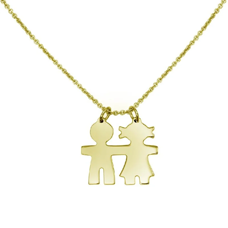 ladies necklaces high quality-Gold Plated 925 Sterling Silver Baby Boy and Girl Necklace - DIN00104GP