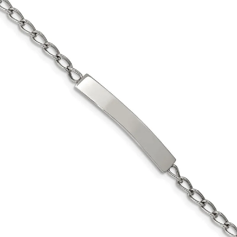 ladies bracelets free shipping-Stainless Steel Polished Curb Chain 8.5in ID Bracelet