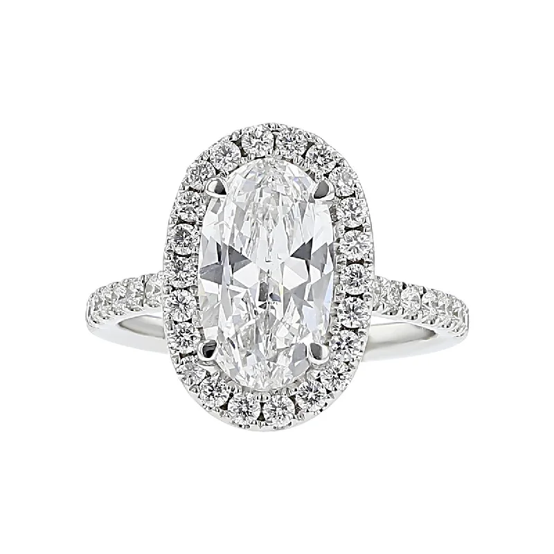 Ladies engagement rings medieval inspired -14K White Gold Brilliant Diamond Halo Engagement Ring