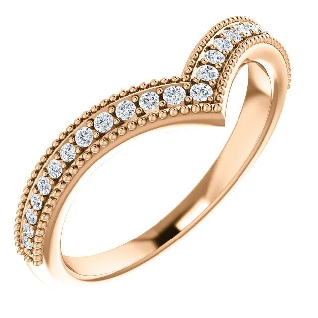 Ladies rings prom night -14KT Gold 1/6 CTW Diamond Stackable "V" Ring