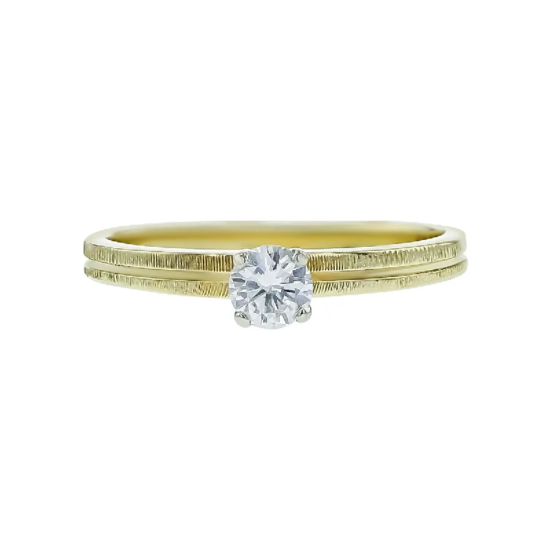 Ladies engagement rings with zirconia -14K Yellow Gold Diamond Solitaire Engagement Ring