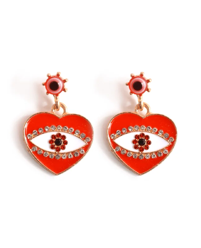 Ladies earrings costume party -Lucky Heart Earrings