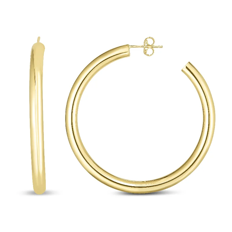 Ladies earrings for weddings -14K Gold 4mm Polished C Hoop Earring