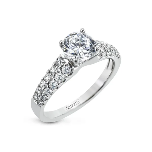 Ladies engagement rings bezel setting -18 Karat White Gold Simon G. 1/2 Carat Basket Head Diamond Engagement Ring Setting