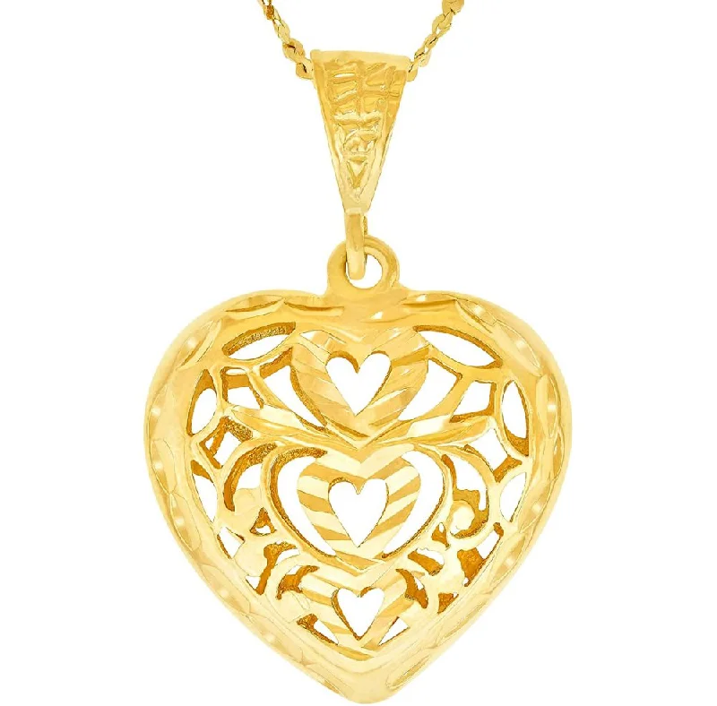 ladies necklaces maintenance-Filigree Heart Pendant with Necklace