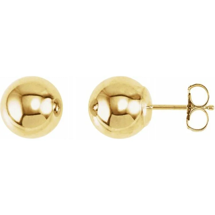 Ladies earrings with gemstones -14K Yellow 8 mm Ball Earrings