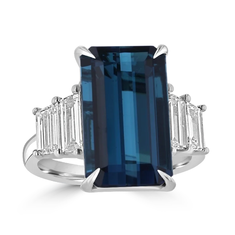 Ladies rings with cross -JULEVE 18KT 8.08 CT INDICOLITE & 1.42 CTW DIAMOND RING