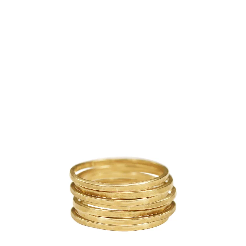 Ladies rings first communion -10K Gold Thin Flattened Ring (Set of 7)