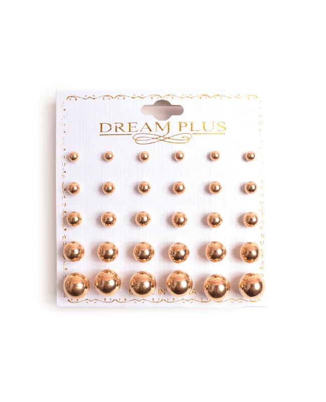 Ladies earrings first communion -15 Pairs Metal Balls Earrings Set