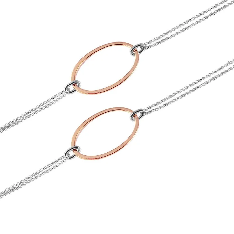 ladies necklaces colorful stones-Silver 925 Chain Necklace with Oval Gold Plated Loops - ITN00098RH-GP