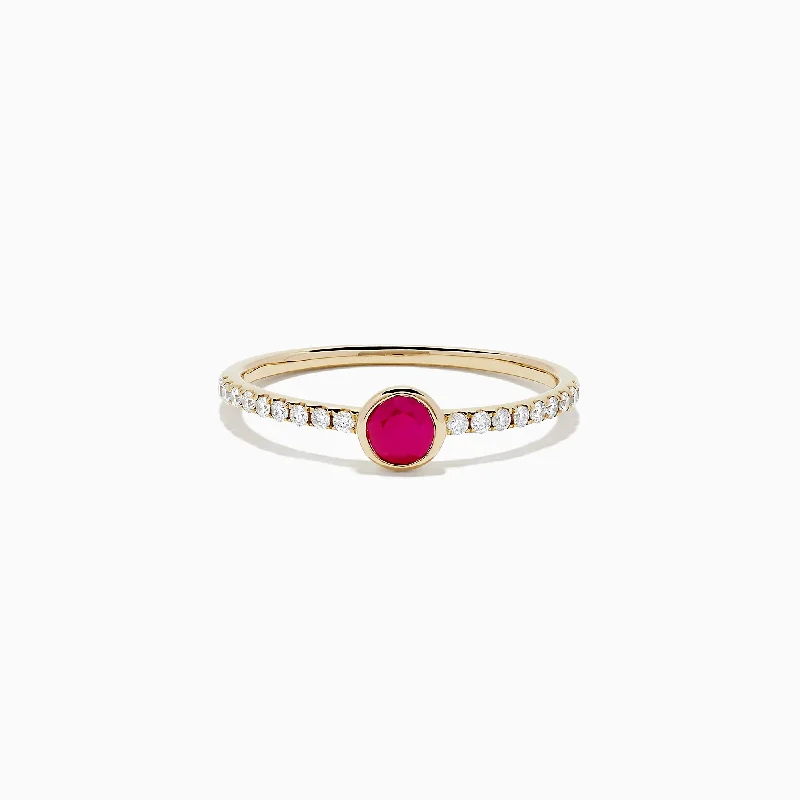 Ladies rings dragonfly charm -Ruby Royale 14K Yellow Gold Ruby and Diamond Ring, 0.45 TCW