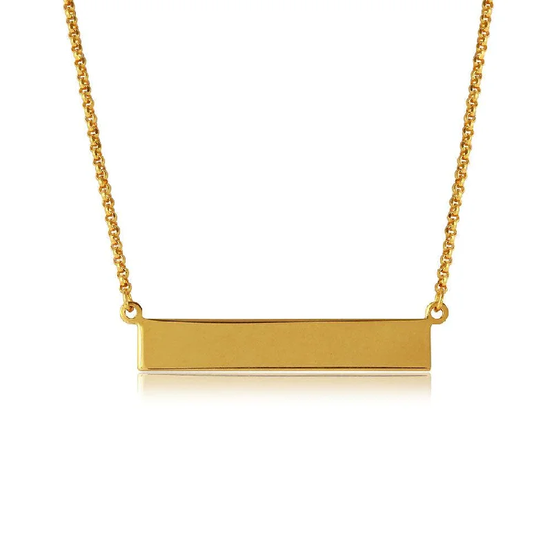 ladies necklaces styles-Silver 925 Gold Plated Bar Necklace - ARN00029GP