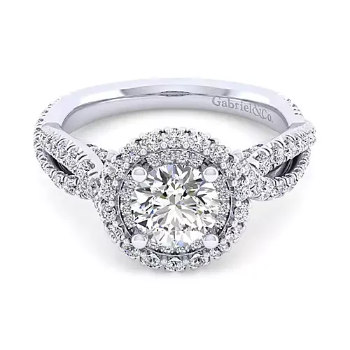 Ladies engagement rings victorian style -Spa - 14K White Gold Round Diamond Engagement Ring