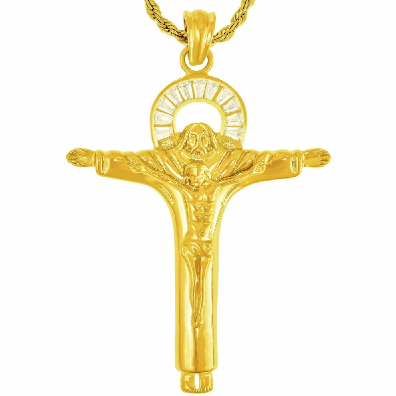 ladies necklaces yellow-Jesus Pendant Necklace with Halo