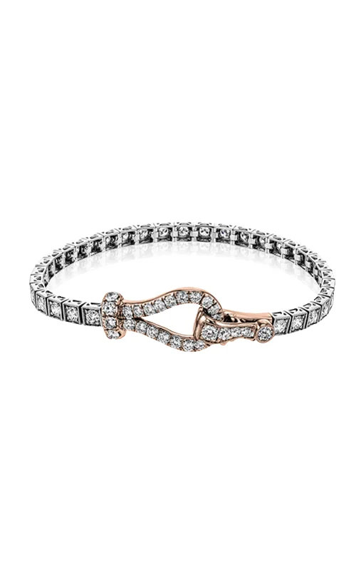 ladies bracelets affordable-Buckle Bracelet in 18K Gold with Diamonds MB1734-R