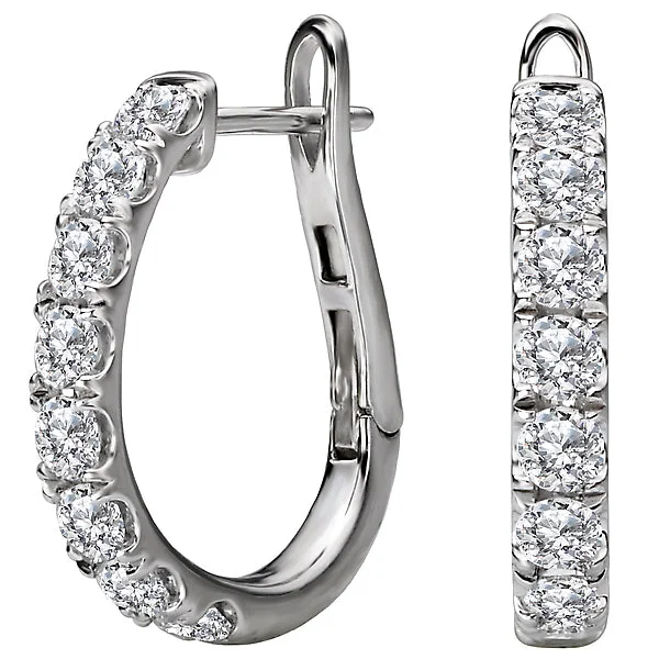 Ladies earrings gold and silver -Ladies Fashion Diamond Hoop Earrings