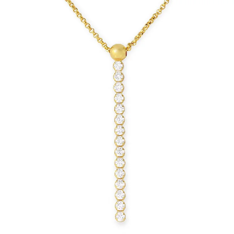 ladies necklaces birthday-Silver 925 Gold Plated CZ Drop Necklace - ARN00019GP