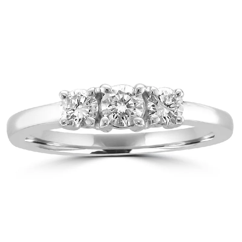 Ladies rings trendy fashion -14KT White Gold 1/2 CTW Diamond 3 Stone Ring