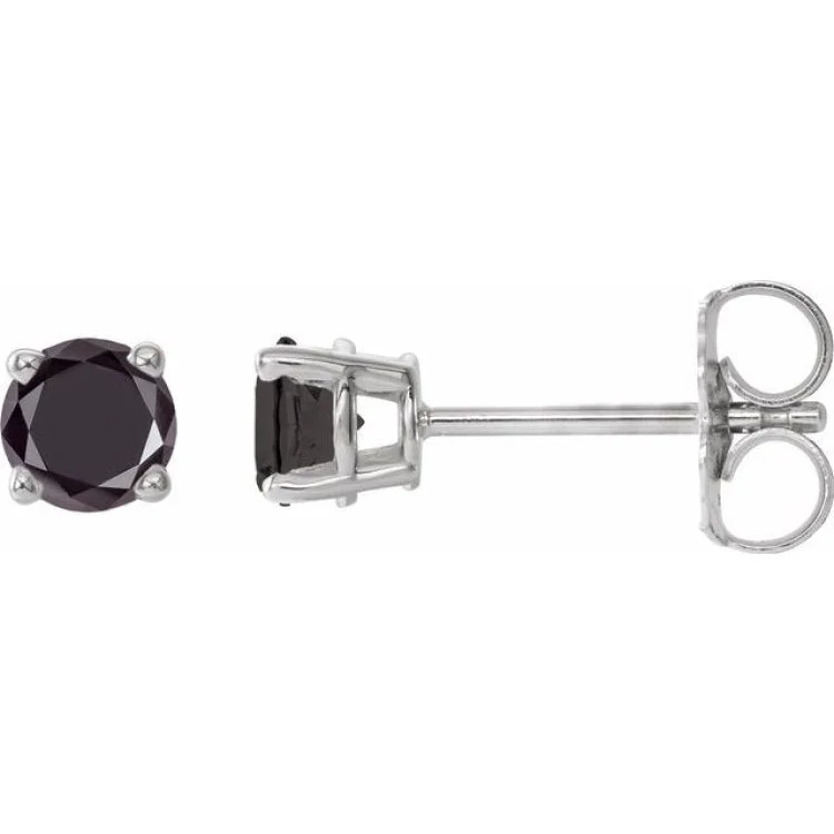 Ladies earrings family charm -14K White 1/2 CTW Natural Black Diamond Stud Earrings