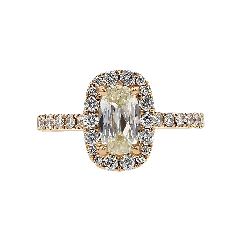 Ladies engagement rings trillion cut -14K Gold Cushion-cut Diamond Halo Engagement Ring