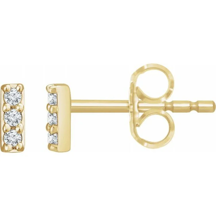 Ladies earrings wedding accessory -14K Yellow .05 CTW Lab-Grown Diamond Bar Earrings