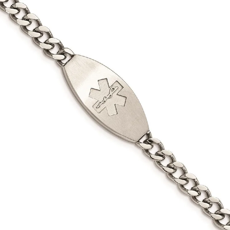 ladies bracelets heirloom-Stainless Steel Brushed Medical ID Bracelet