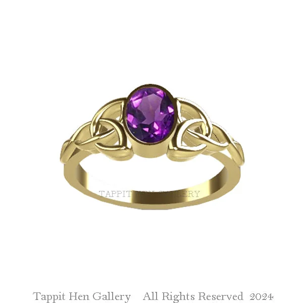 Ladies engagement rings radiant cut -Edinburgh Rope Trinity Knot Amethyst Engagement Ring in 9ct Yellow Gold