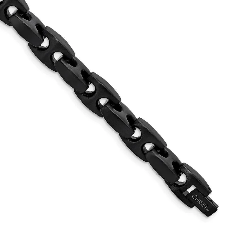 ladies bracelets budget friendly-Stainless Steel Brushed Black IP Link Bracelet