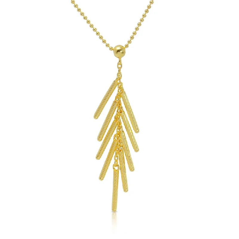 ladies necklaces online-Gold Plated 925 Sterling Silver Bead Chain with Dropped Matte Gold Plated Bar Necklace - DIN00073GP