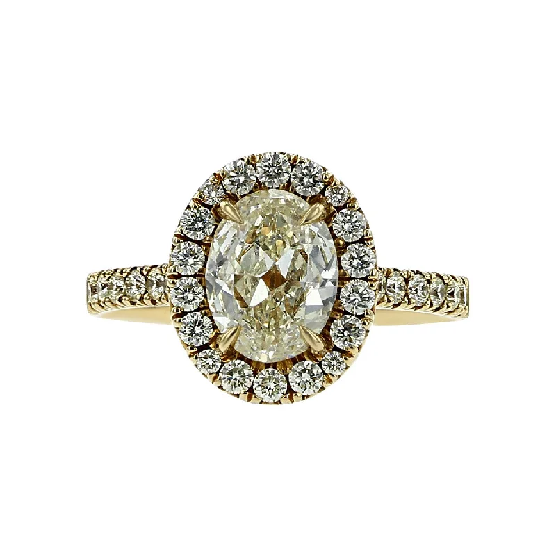 Ladies engagement rings artisan crafted -14K Yellow Gold Diamond Halo Engagement Ring