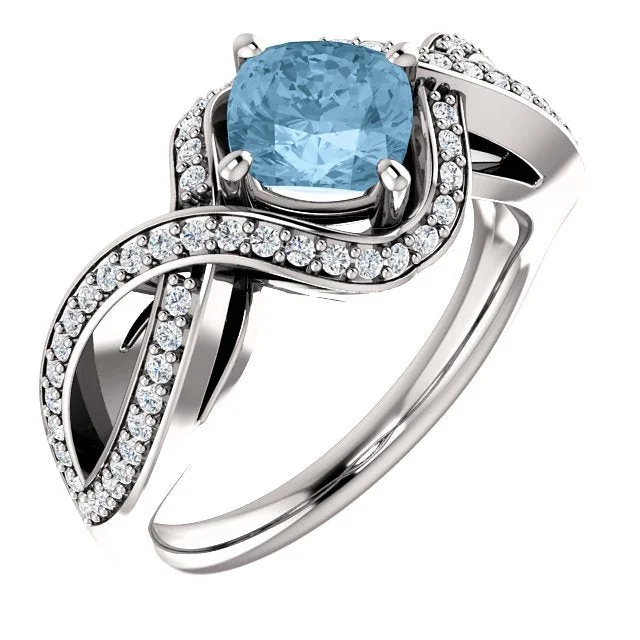 Ladies rings moonstone glow -14KT GOLD 1.25 CT SKY BLUE TOPAZ & 1/3 CTW DIAMOND TWIST RING