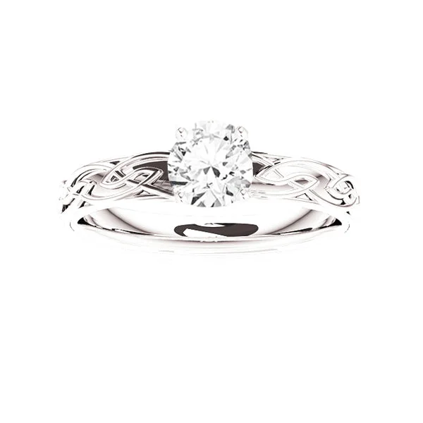 Ladies engagement rings owl motif -EDINBURGH CELTIC FLOWS DIAMOND ENGAGEMENT RING IN 9CT WHITE GOLD DIAMOND