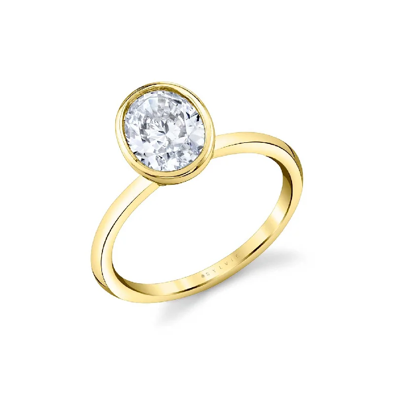 Ladies engagement rings dream ring -Mounting for Oval Diamond Engagement Ring, 14K Yellow Gold