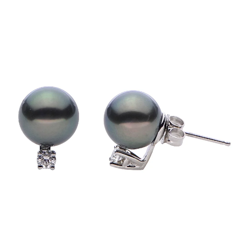 Ladies earrings with tassels -14KT White Gold Tahitian Pearl Earring