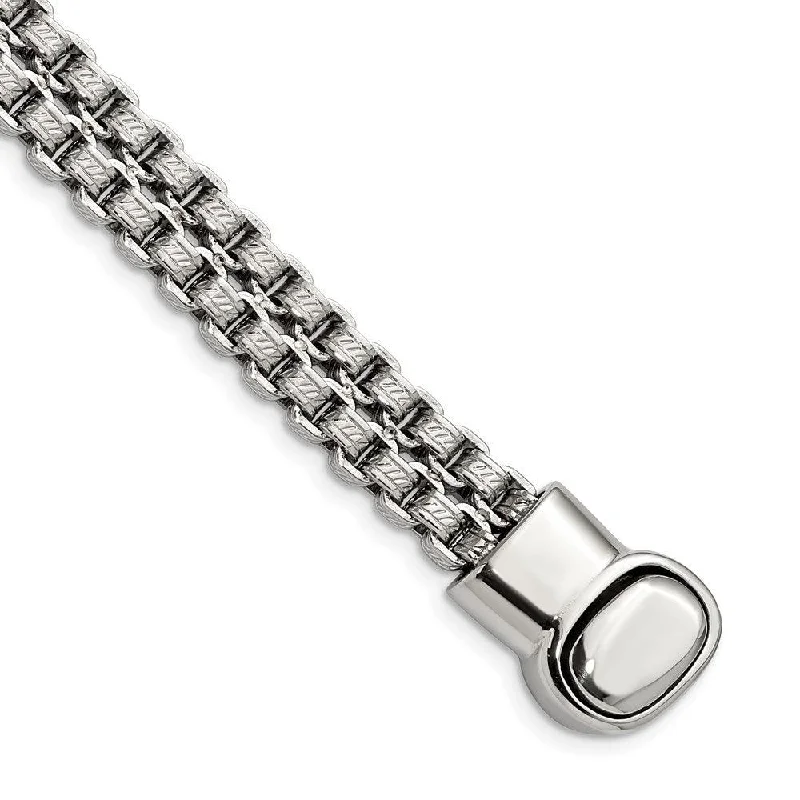 ladies bracelets top rated-Stainless Steel Polished and Textured  Rolo Link 8.75in Bracelet