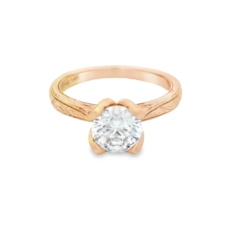 Ladies engagement rings rainbow gems -Elegant Noam Carver 14K Rose Gold Engagement Setting