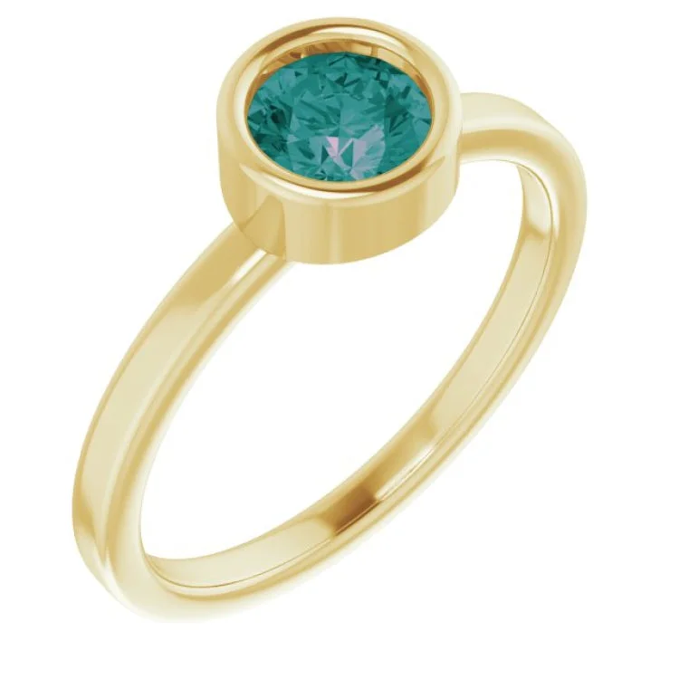 Ladies rings beach vibe -14K Yellow 5.5 mm Lab-Grown Alexandrite Ring