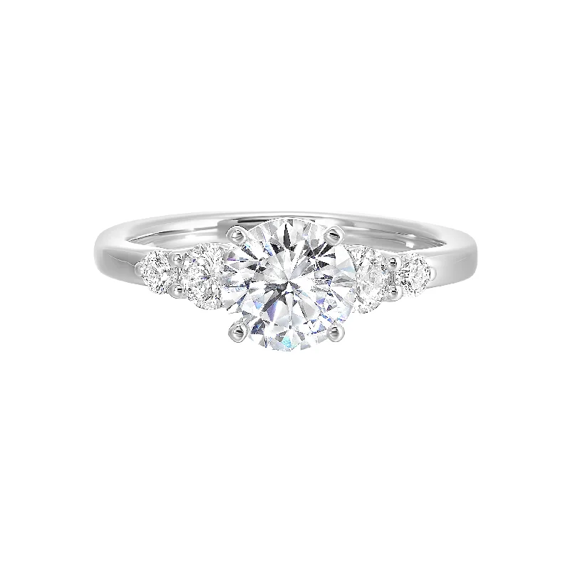 Ladies engagement rings moissanite stone -3/8 Ctw Daphne Diamond Five Stone Engagement Ring Setting in 14 Karat White Gold