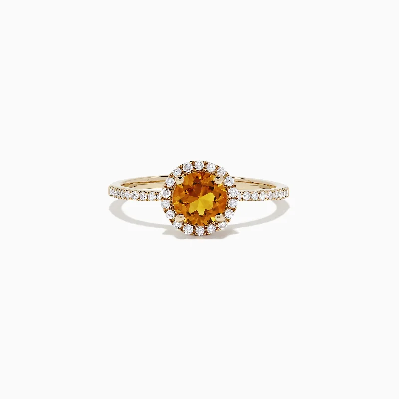 Ladies rings quinceañera style -Sunset 14K Yellow Gold Citrine and Diamond Ring, 1.12 TCW