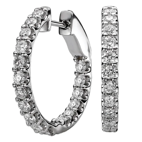 Ladies earrings pageant accessory -Ladies Fashion Diamond Hoop Earrings